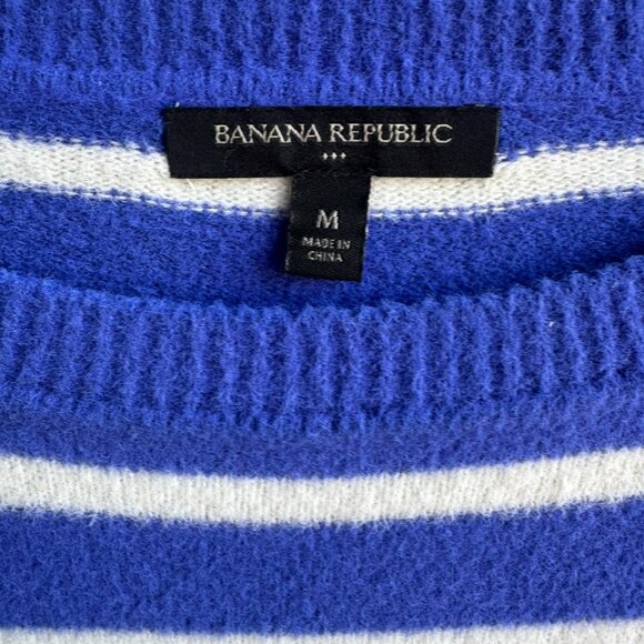 Banana Republic Long Sleeve Crew Neck Blue/White Striped Sweater Women's Size M - Picture 3 of 8